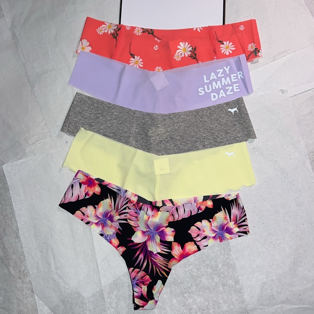 (M) 5pk Victoria's Secret PINK THONG No Show Panties